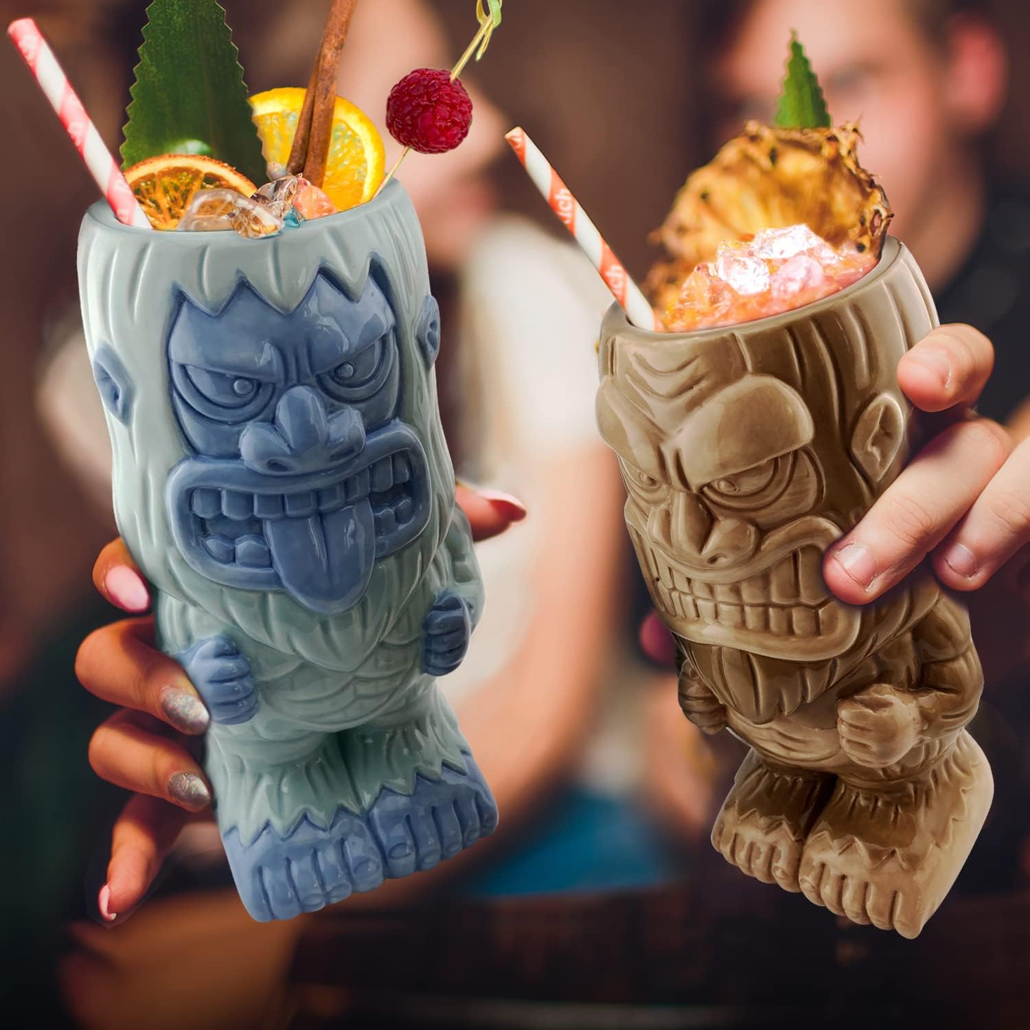 Tiki Mug Set Bigfoot and Yeti Ceramic Mugs, Set of 2 - Mythical Collectible Tiki Cups - Tumbler Coffee Mugs, Tropical Drinkware For Home Kitchen - Each Mug Holds 20 Ounces - Image 4