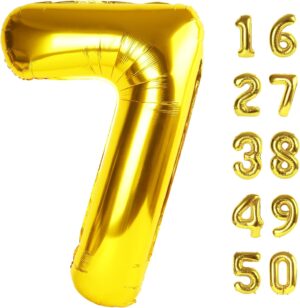40 Inch Gold Balloon Number 7 First...