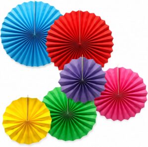 6 Pack Colorful Hanging Paper Fans,...