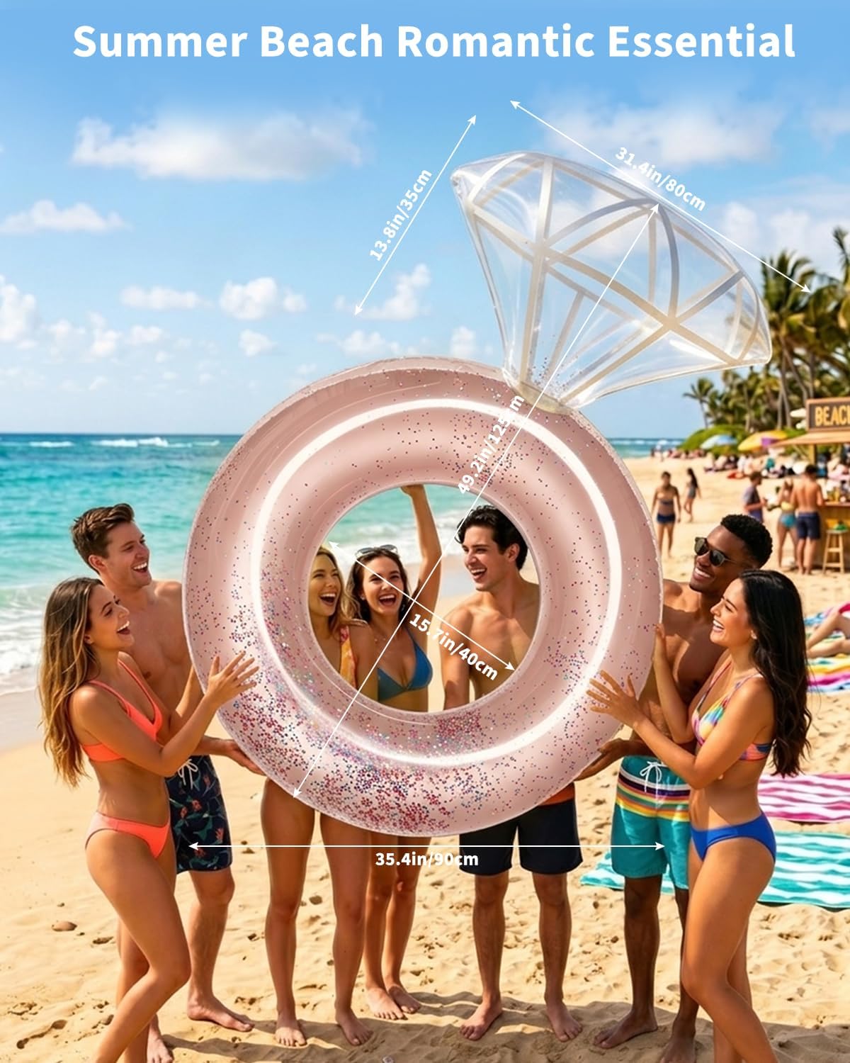 Bachelorette Pool Floats Adult, Inflatable Dimond Bride Ring Pool Float for Bachelorette Party, Engagement Party Decorations Swim Tube Favors for Beach Lake Wedding Decor Fun Toy Gifts - Image 8