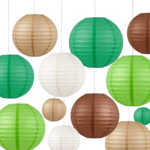 Earth-Tone Paper Lanterns Set (12 P...