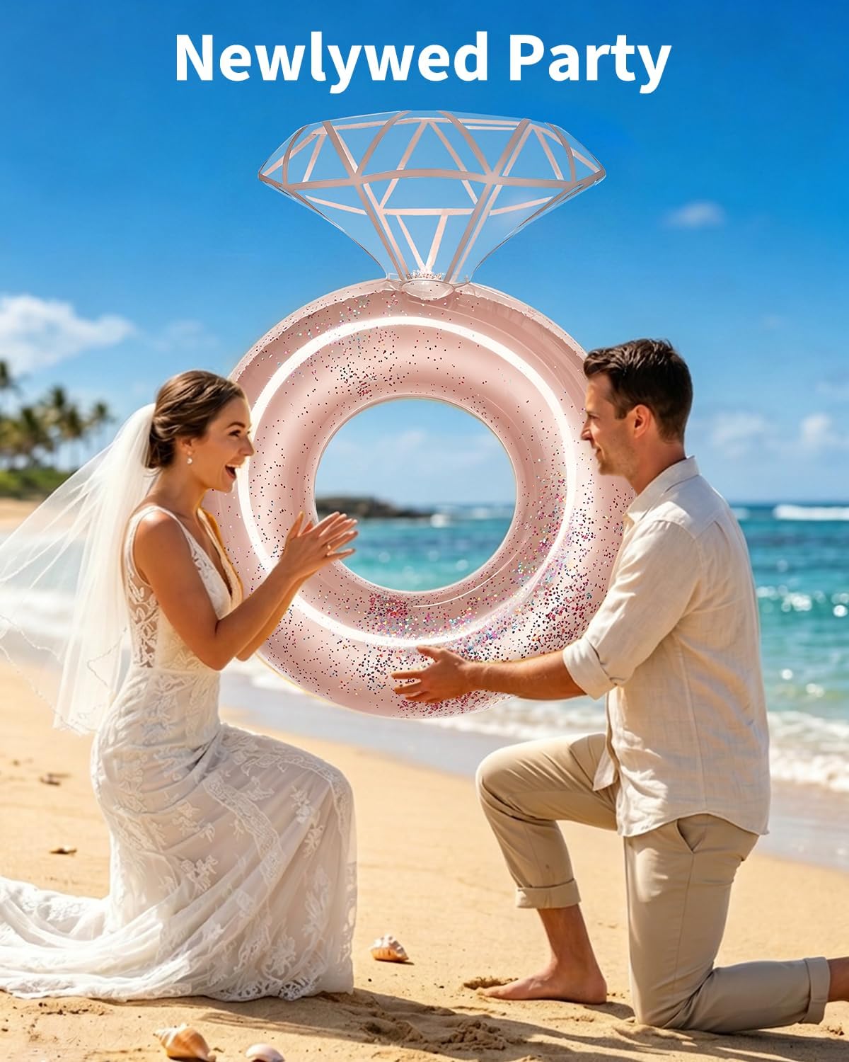 Bachelorette Pool Floats Adult, Inflatable Dimond Bride Ring Pool Float for Bachelorette Party, Engagement Party Decorations Swim Tube Favors for Beach Lake Wedding Decor Fun Toy Gifts - Image 6
