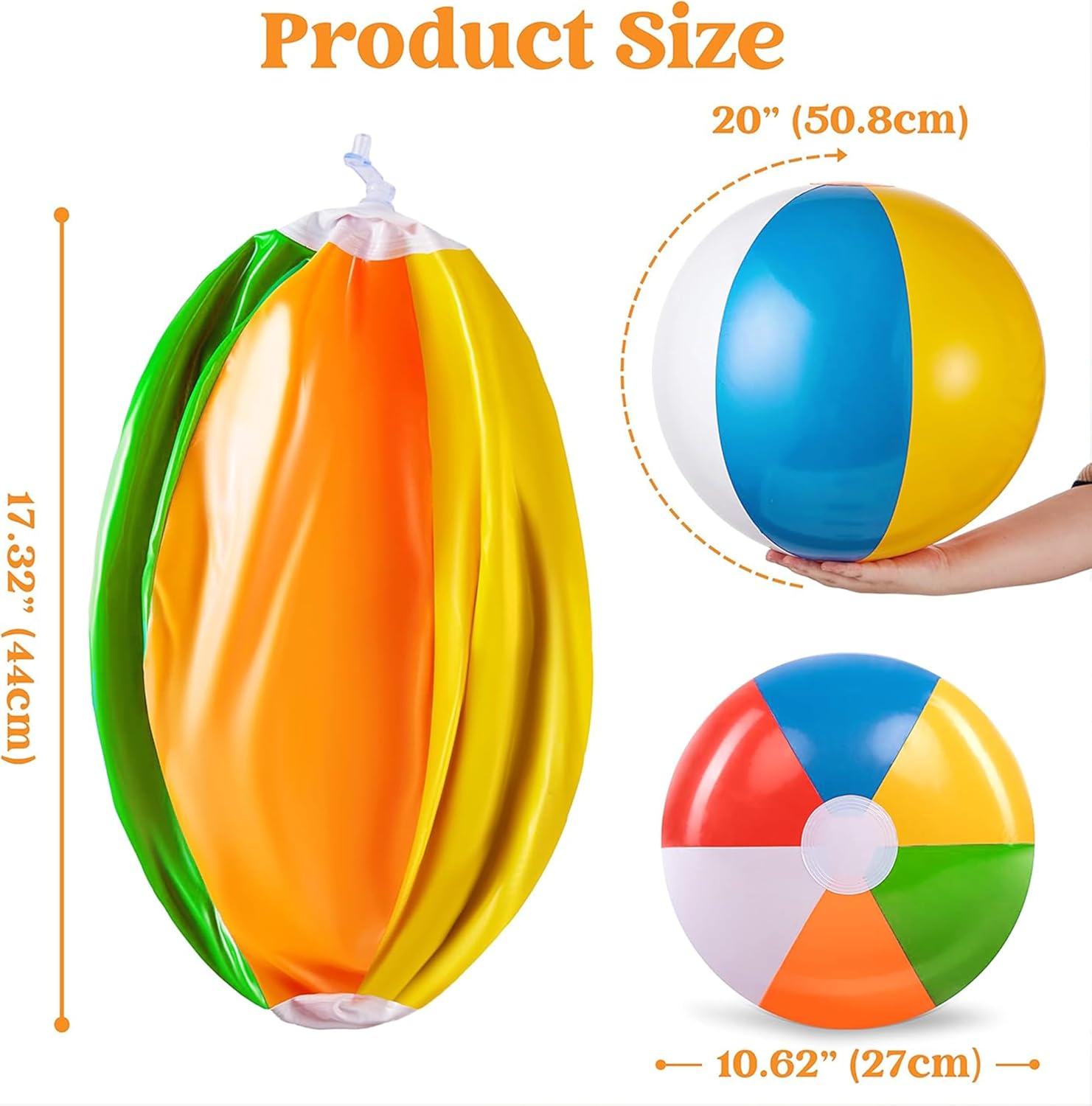 JOYIN 4-Pack 20" Beach Balls - Large Rainbow Beach Ball Inflatable Pool Toys for Party Supplies Decorations, Adults Kids Birthday Luau Summer Beach Water Games Beachball Party Favors - Image 5