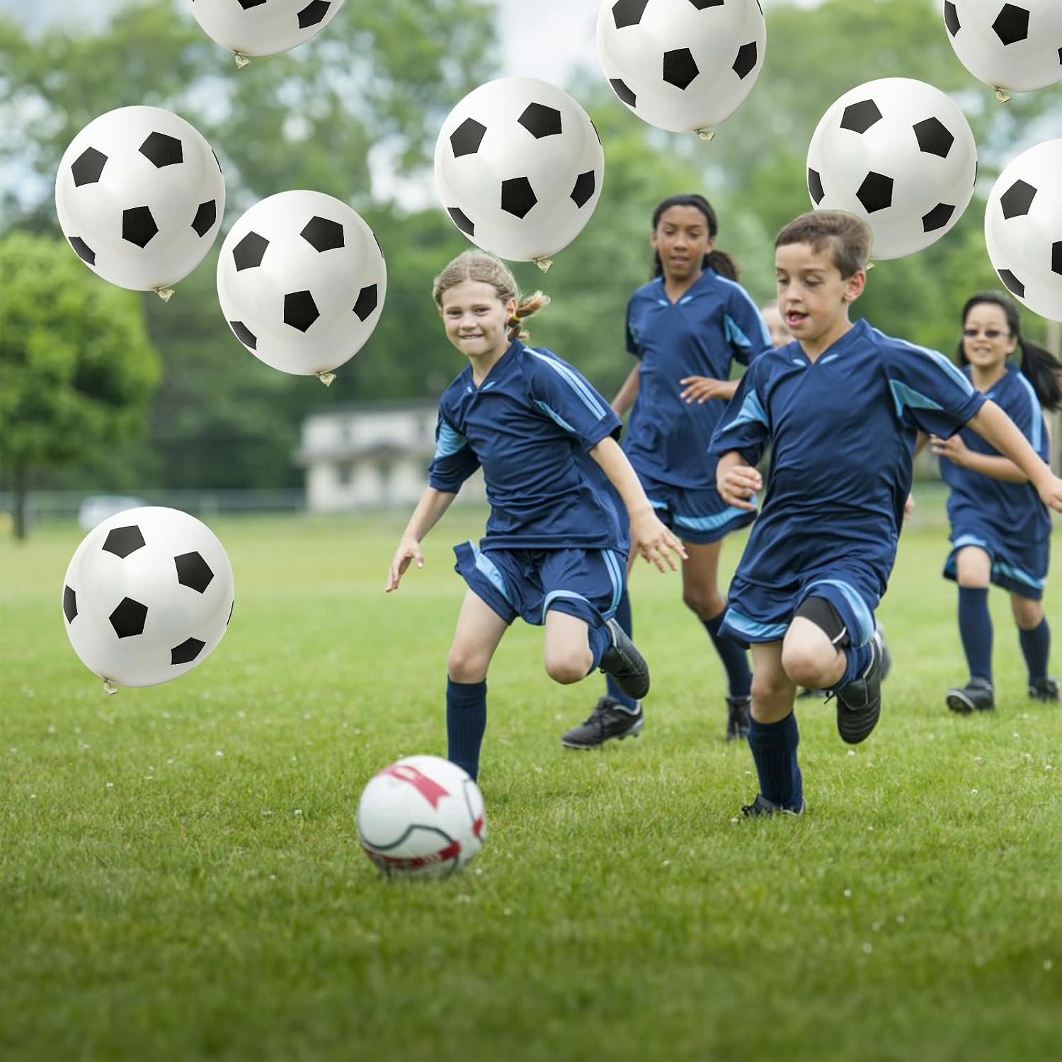 35 Pcs Soccer Ball Balloons, Black White Soccer Birthday Latex Balloons for Boys, Soccer Party Decorations Supplies for Kids Children Football Lover Sport Theme Birthday Baby Shower Party Decor - Image 3