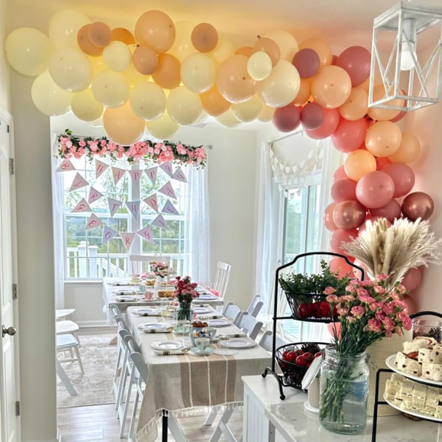 Retro Blush Pink Balloons, 60 Packs 12 Inch Dusty Pink Metallic Chrome Rose Gold White Sand Nude Balloons for Pumpkin Baby Shower Girls Women Boho Birthday Bridal Wedding Mothers Day Decorations - Image 3