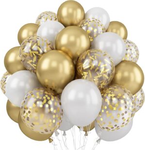 Balloons White and Gold, 60 Packs 1...