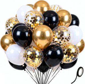 60Pcs 12 Inch Black Gold Latex Ball...