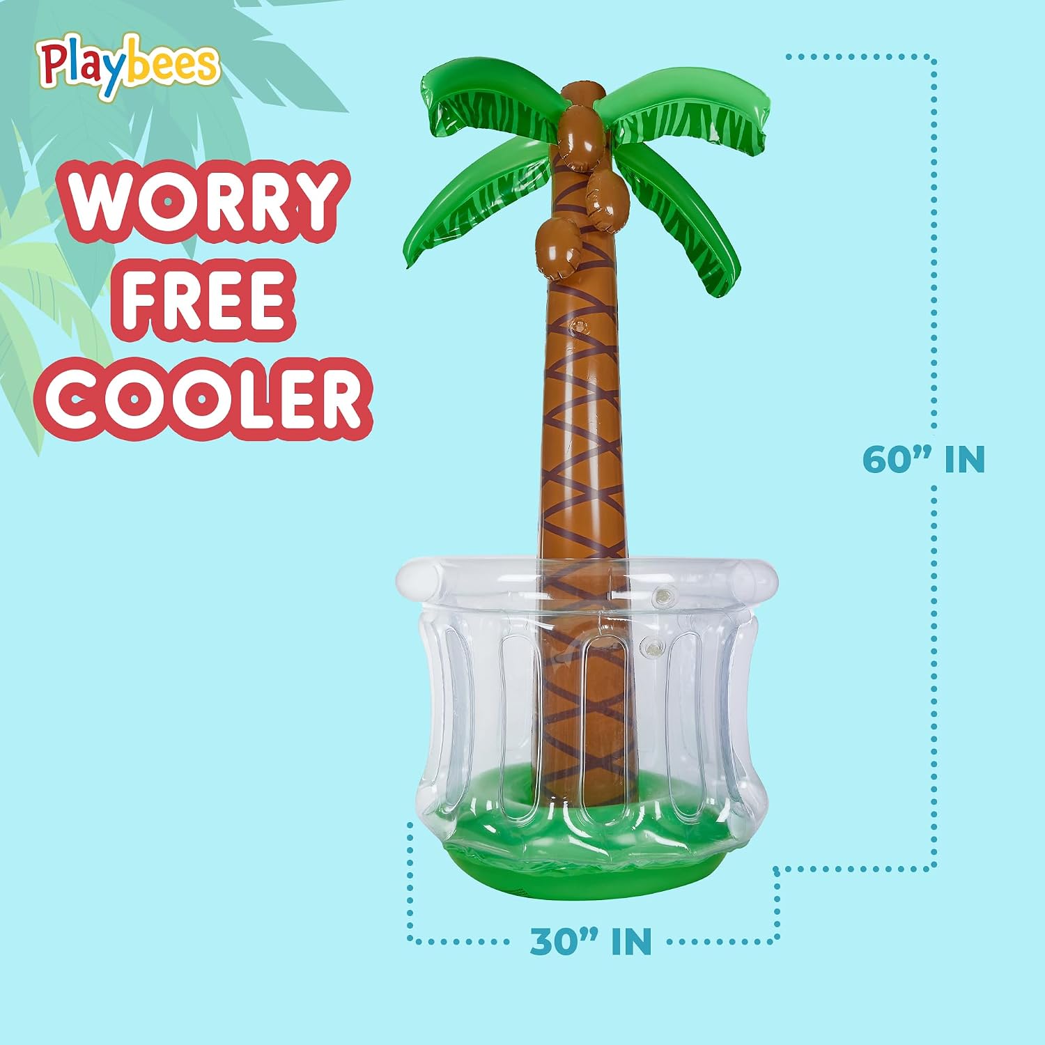 Playbees Inflatable Palm Tree Cooler - Blow Up Palm Tree Party Cooler, Luau Hawaiian Tropical Beach Theme, Summer Swimming Pool Party Decorations - Outdoor Party Supplies - Kids Adults Birthday - Image 4