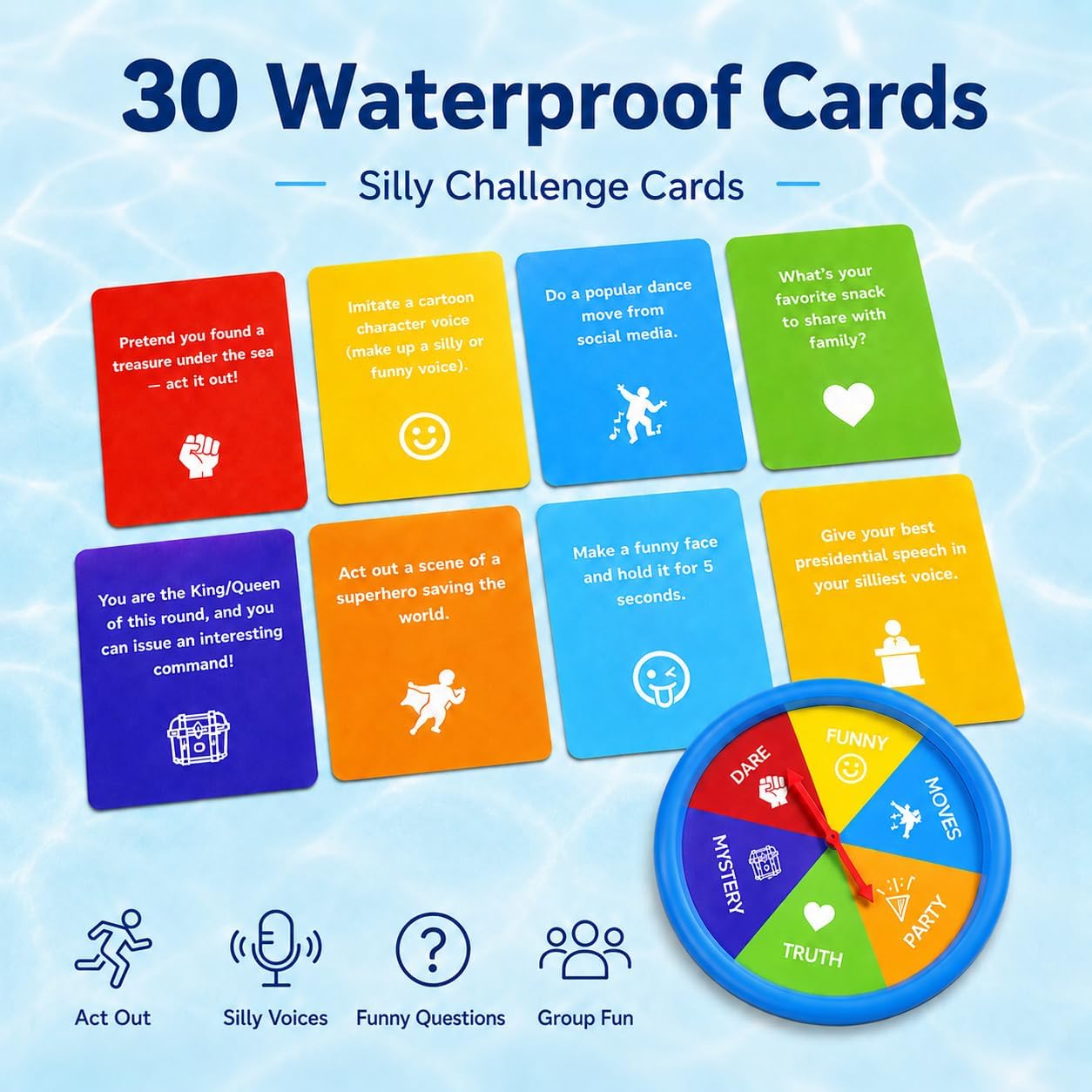Inflatable Pool Party Game Table with Waterproof Silly Challenge Cards & Spinner, Floating Pool Game Toys for Teens Adults Family, Summer Pool Accessories for Backyard Beach Party - Image 5
