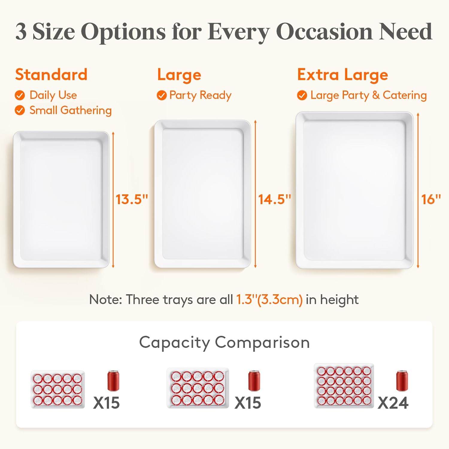 Lifewit 4 Pcs Serving Tray for Party Supplies, Reusable Plastic Food Serving Platter for Dessert, Snacks, Fruit, Cookies, Appetizers & Charcuterie, BPA-Free White Catering Trays for Buffets Display - Image 4
