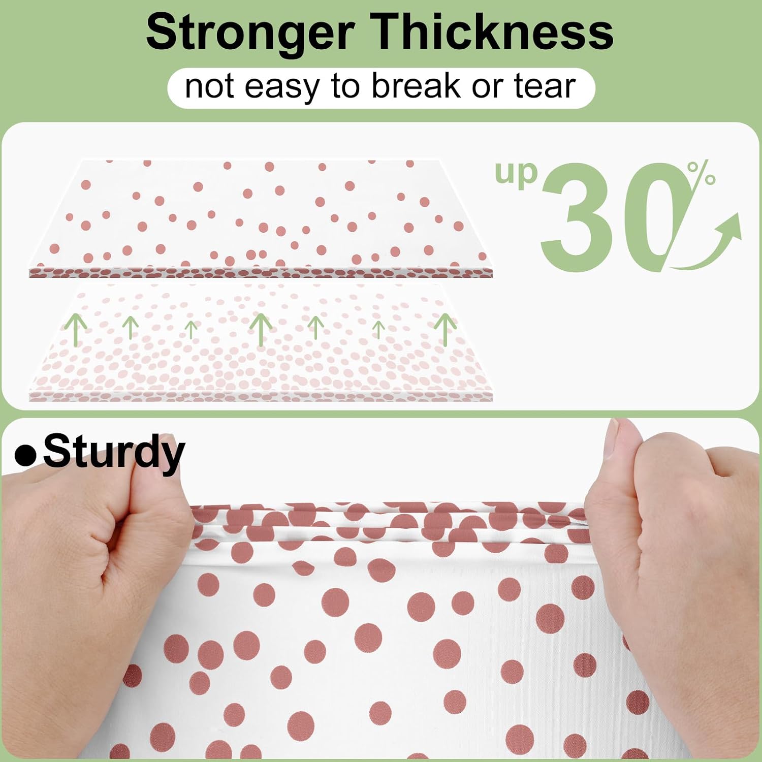 Smiry Plastic Table Cloth Disposable 3 Pack, 54 x 108 Inch Rectangle Waterproof Tablecloth, Printed Gold Table Runner Style for Birthday Weeding, Party, Sturdy & Leakproof, Rose Gold and White - Image 4