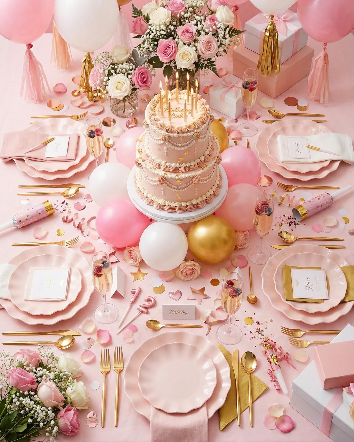 LIYH 24 Pcs Pink Plastic Plates Reusable, Pink Scalloped Plates Durable and Dishwasher Safe, Light Weight Daisy Wavy Plate Parties, Birthday, Picnics, BPA Free(12Guests) - Image 7