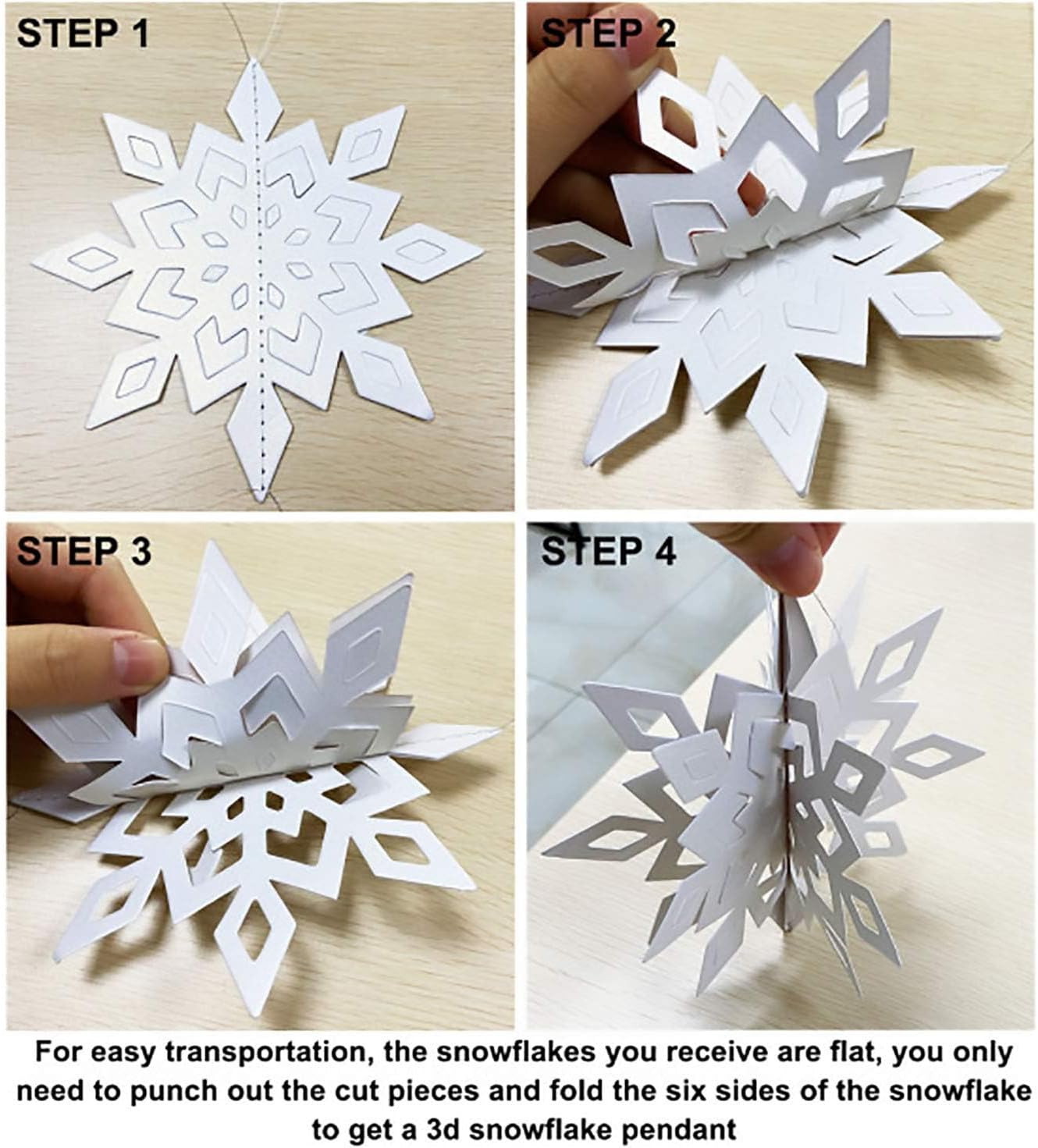 OuMuaMua Winter Christmas Hanging Snowflake Decorations, 12PCS Snowflakes Garland & 12PCS 3D Glittery Large White Snowflake for Christmas Winter Wonderland Holiday New Year Party Home Decorations - Image 8