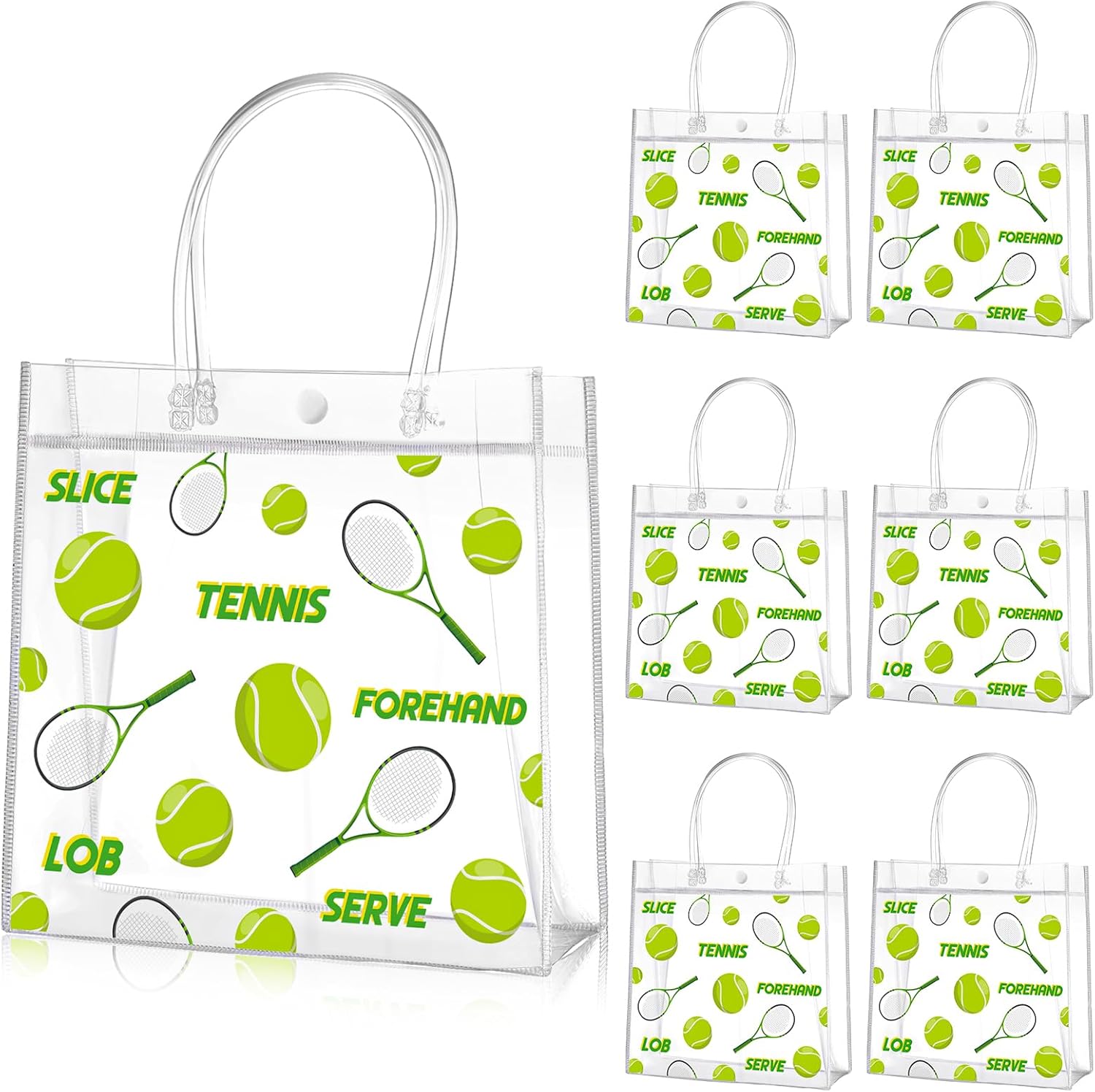 Aliceset 20 Pcs Tennis Party Favor Bags with Handles Tennis Themed Candy Treat Bags Sport Party Goodies for Team Snack Wrapping Birthday Decoration, 8 x 8 x 3.15 Inch