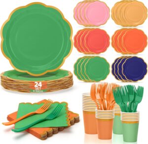 96Pcs Colorful Paper Plates and Nap...