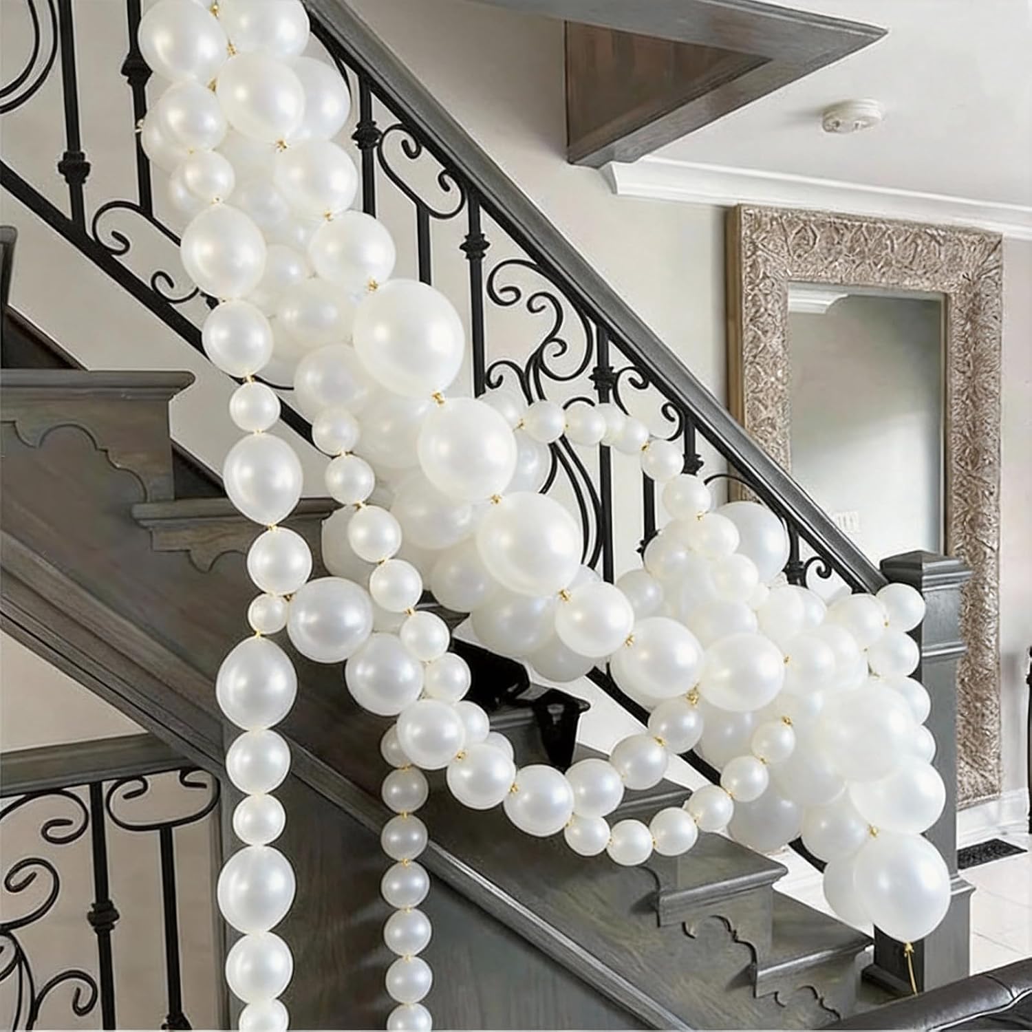 Pearl White Linking Balloons,100pcs 6 Inch Quick Link Long Balloons for Tying Balloon Arch,Tails Balloon Wall,for Wedding Anniversary Engagement Birthday Baby Shower Graduation Party Decorations - Image 5