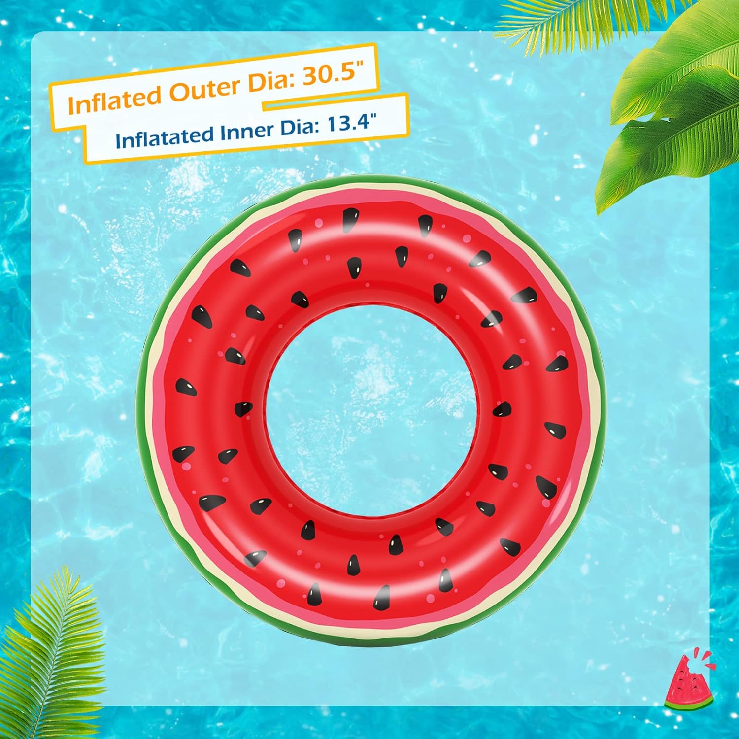 Jasonwell Inflatable Pool Floats Kids - 3Pcs Floaties Pool Tubes Swim Rings Fruit Water Float with a Beach Ball Watermelon Kiwi Orange Lake Pool Toys for Swimming Pool Party Decorations - Image 4