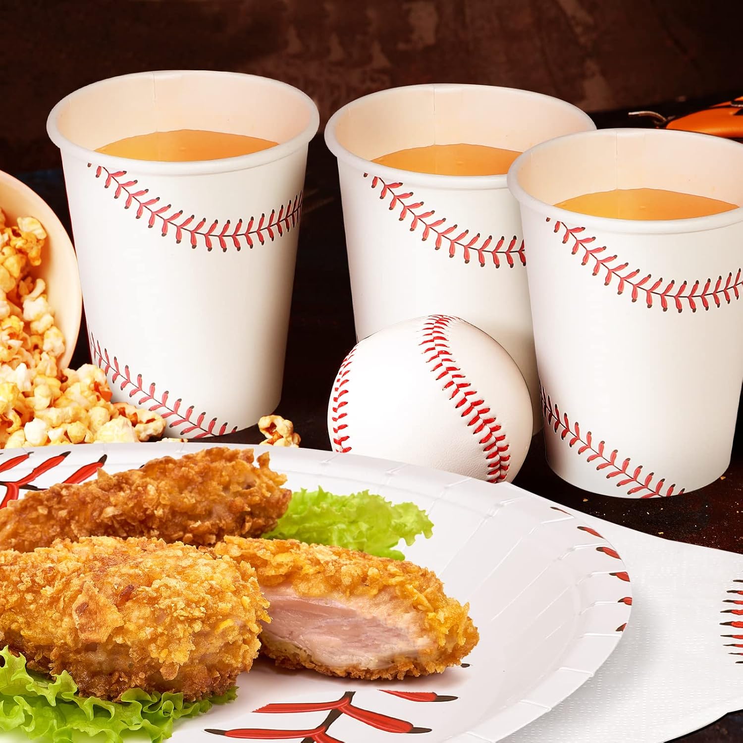 ADXCO 120 Pieces Baseball Party Supplies Tableware Set Disposable Paper Plates Napkins Cups 7 Inch 9 Inch Birthday Favors Decorations for Sport Themed Party Serves 24 - Image 6