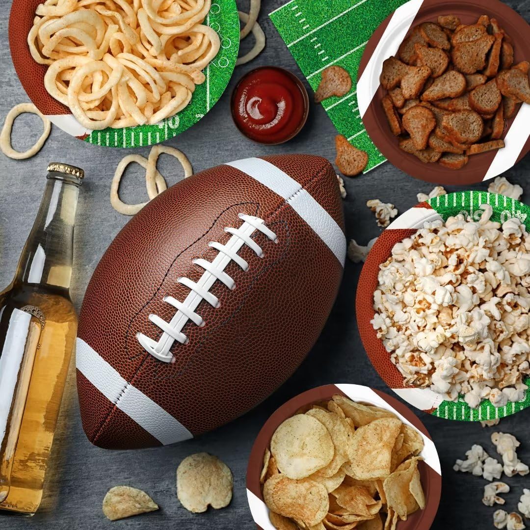 Gatherfun Football Party Supplies Kit Serve 24,Includes Dinner Plates, Dessert Napkins, Cups,Banner and Touchdown Tablecloth for Birthday Gameday Tailgate Decorations, Green (2023053002) - Image 6