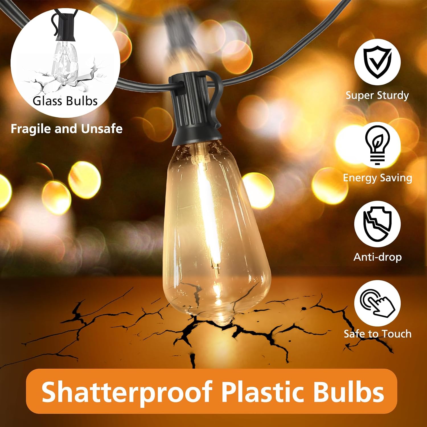 Brightever Dimmable Outdoor String Lights with Remote, 3 Colors in 1 LED Patio Light for Outside with 25+1 ST38 Edison Bulbs, 50FT 3 Modes Gazebo Lighting Waterproof for Camping, 2700K/4000K/5000K - Image 2