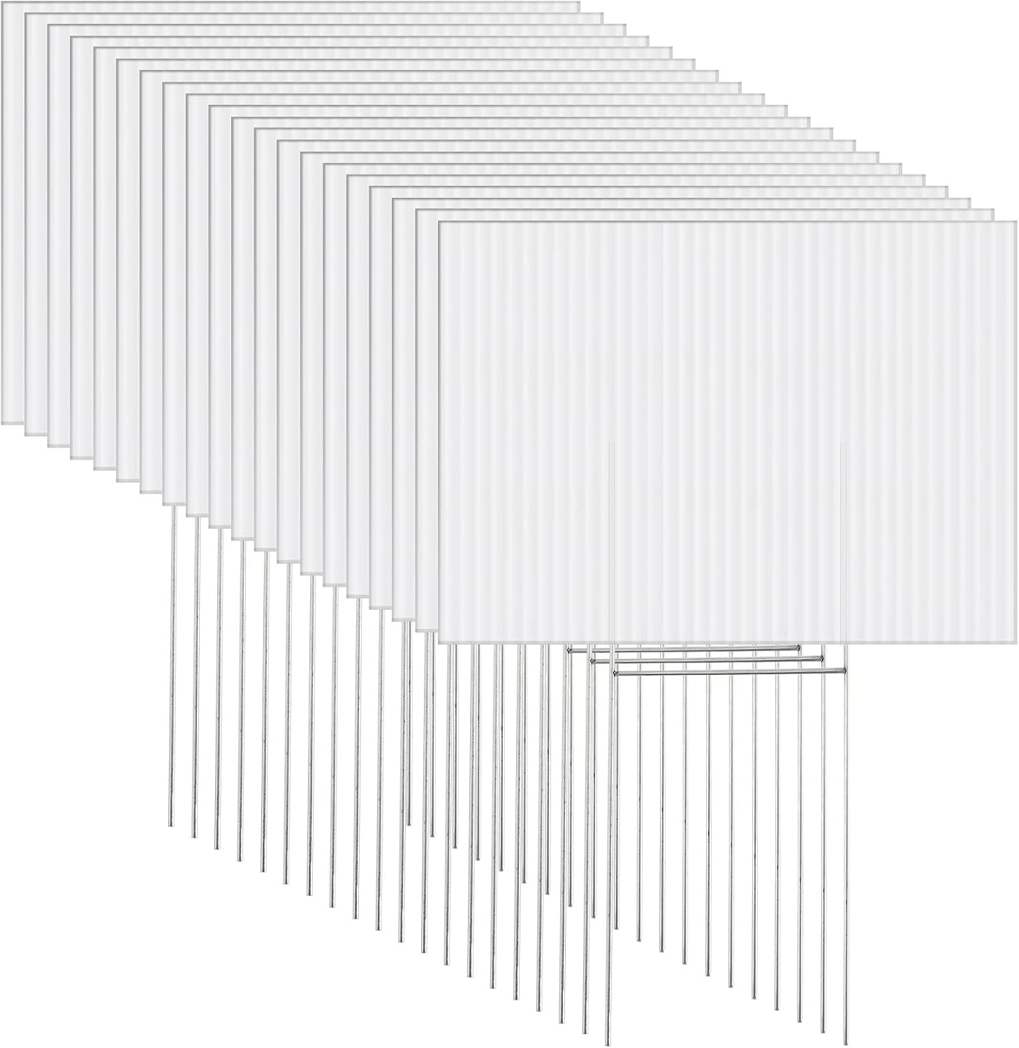 Tuanse 20 Pack Blank Yard Signs with Stakes 16x12 Inch Double Sided Corrugated Plastic Board Custom Lawn Signs for Garage Sale Real Estate Open House Advertising Rent Guidepost Birthday Party(White)