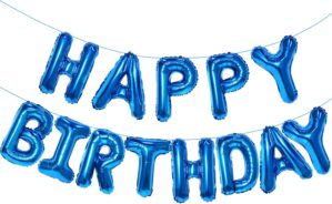 Blue Happy Birthday Balloon Banner,...