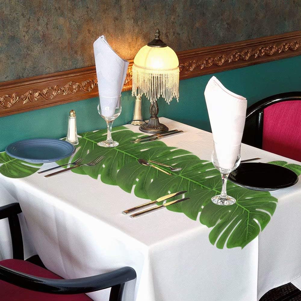 60Pcs Tropical Party Decorations Supplies Tropical Palm Leaves Hibiscus Flower Simulation Artificial Leaf for Hawaiian Luau Safari Party Jungle Beach Theme BBQ Birthday Parties Decorations Table Decor - Image 4