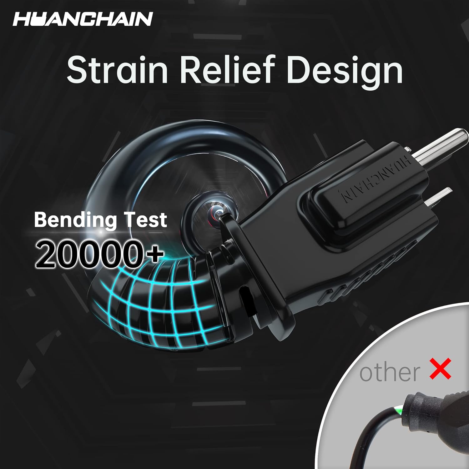HUANCHAIN Indoor Outdoor Black Extension Cord 15 ft Waterproof, 16/3 Gauge Flexible Cold-Resistant Appliance Extension Cable Outside, 13A 1625W 16AWG SJTW, 3 Prong Electric Cord, ETL - Image 5