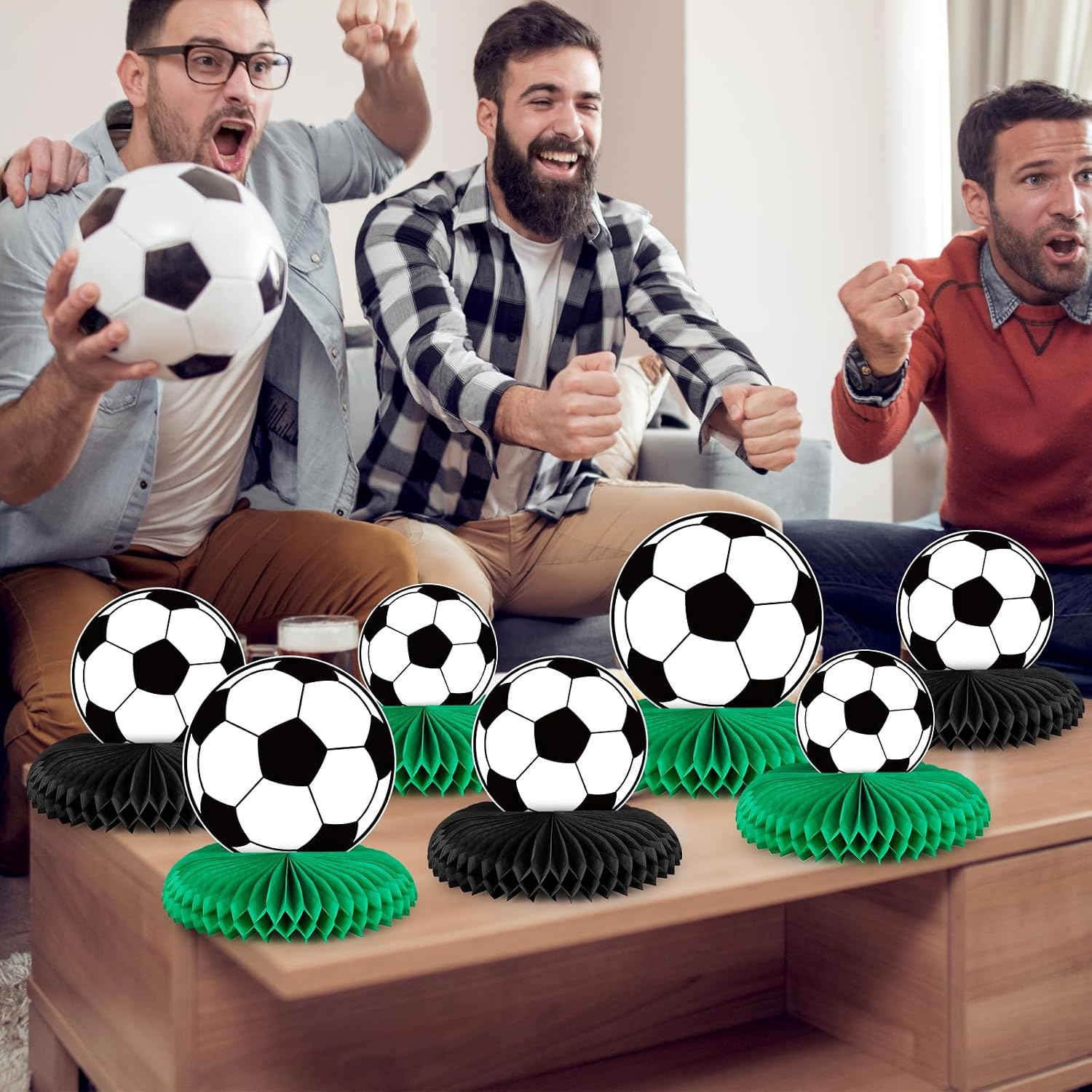 12 PCS Soccer Party Decorations Soccer Honeycomb Centerpieces for Table Sports Themed Tabletop Honeycomb Table Decorations for Boys Birthday Supplies Baby Shower - Image 7
