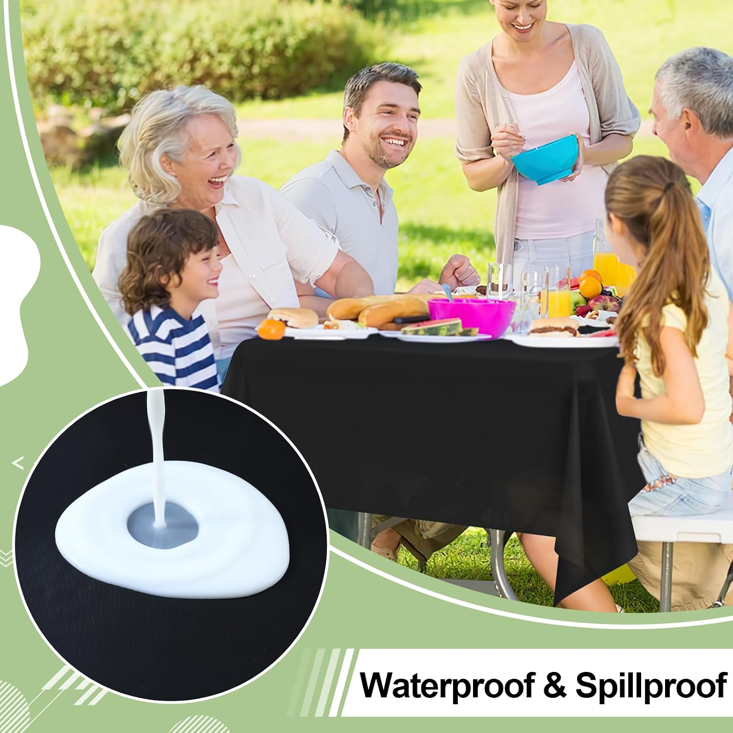 misaya 6 Packs Disposable Plastic Table Cloth, 54 x 108 Inch Waterproof Rectangle Tablecloth, Leakproof & Sturdy Decorative Table Covers for Party, Outdoor and Back to School, Black - Image 3