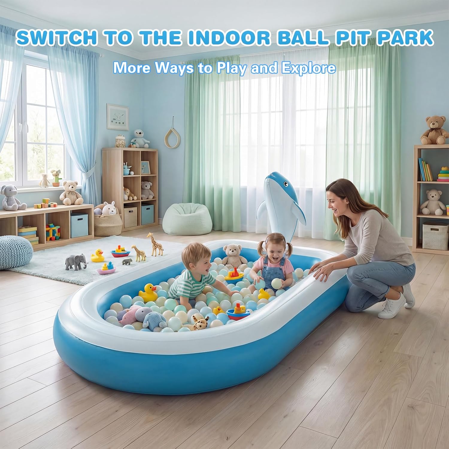 Splash Pads for Toddlers 1-3, Dolphin Toy Sprinkler for Kids, Outdoor Play Mat for Babies, 68" Backyard Inflatable Kiddie Pool, Splash Pad for Kids Ages 4-8, Birthday Gifts for 1 Year Old Boy Girl - Image 6