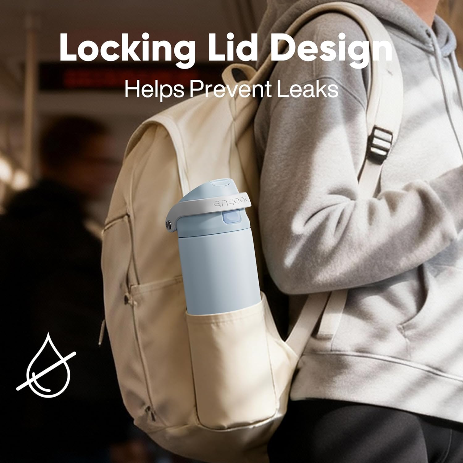 ENCOOL Leakproof Insulated Water Bottle with Straw Dual-Sip Water Bottle Bag-Safe Design for Work, Commute & Gym – Keeps Drinks Cold All Day, 24 oz, Teal Blue - Image 5
