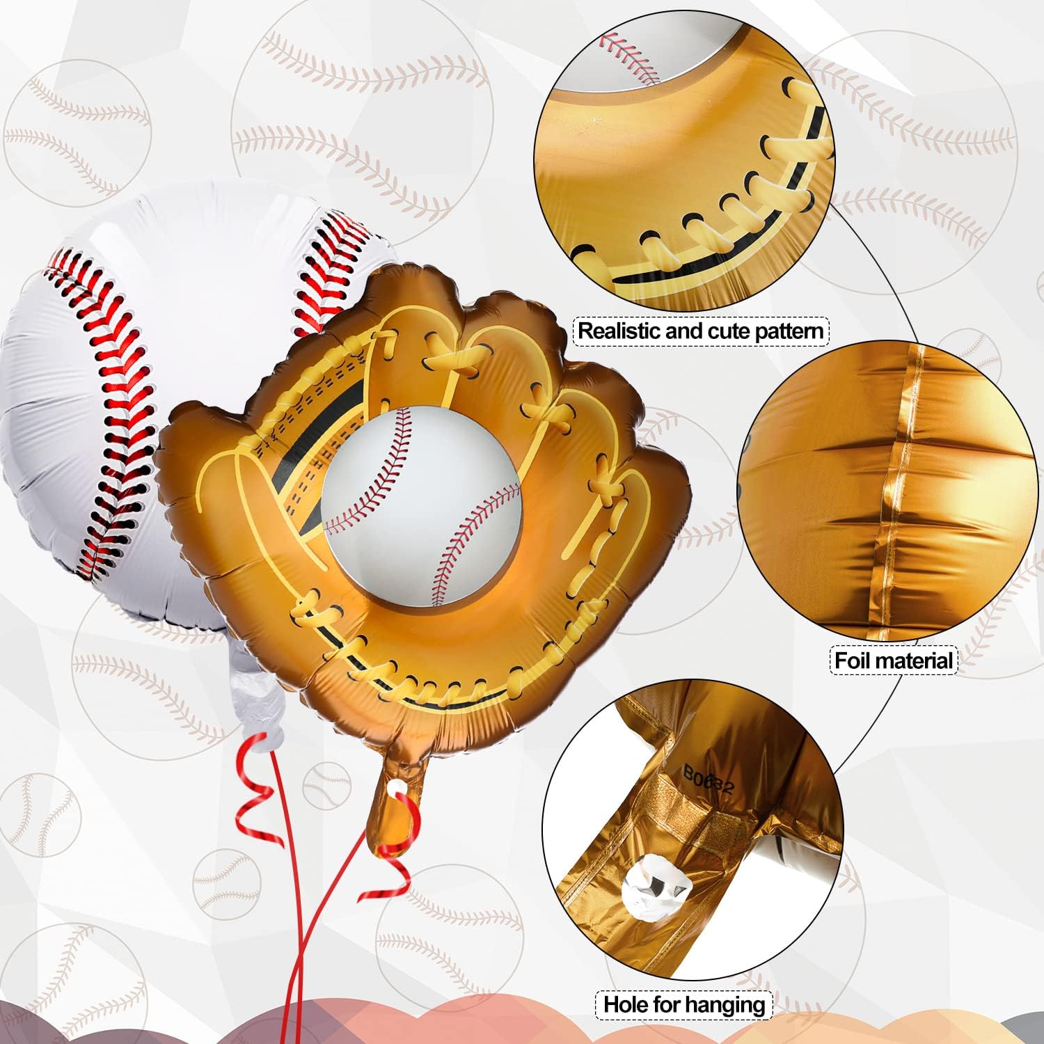 Skylety 8 Pcs Baseball Balloons Baseball Foil Glove Balloon Birthday Party Decorations 18'' Sports Themed Team Coach Stadium Photos Backdrop Senior Night Summer Party Decorations Supplies - Image 2