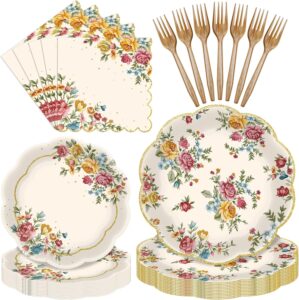 96 Pieces Vintage Floral Tableware ...