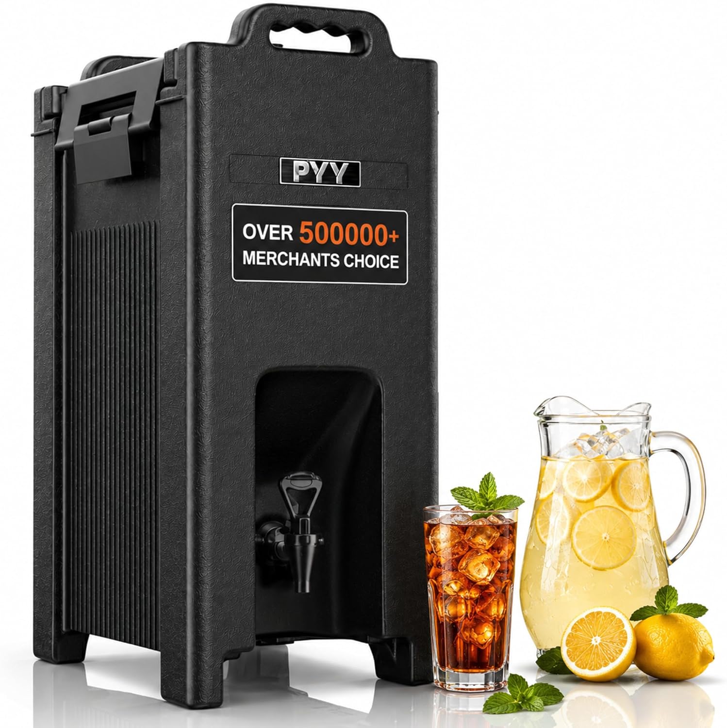 PYY Insulated Beverage Dispenser 5 Gallon - Hot and Cold Drink Container with Handles, Thermal Drink Dispenser Cooler Server carrier For Commercial Catering Black