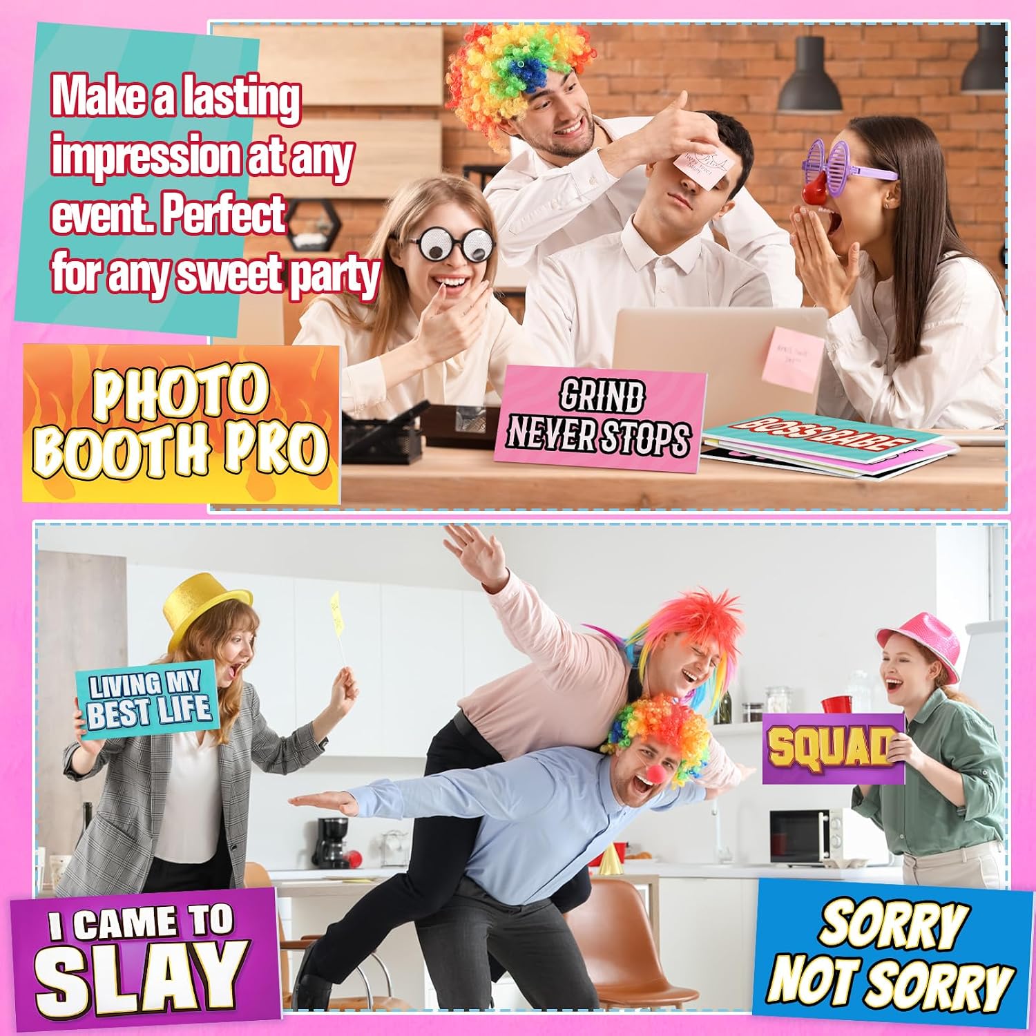 24 Designs Funny Photo Booth Props Sign Decor Double Sided Photobooth Accessoires 11x5.5 Inch Props for Photoshoot DIY PVC Selfie Signs for Graduation Birthday Wedding All Occasions Party Essentials - Image 6