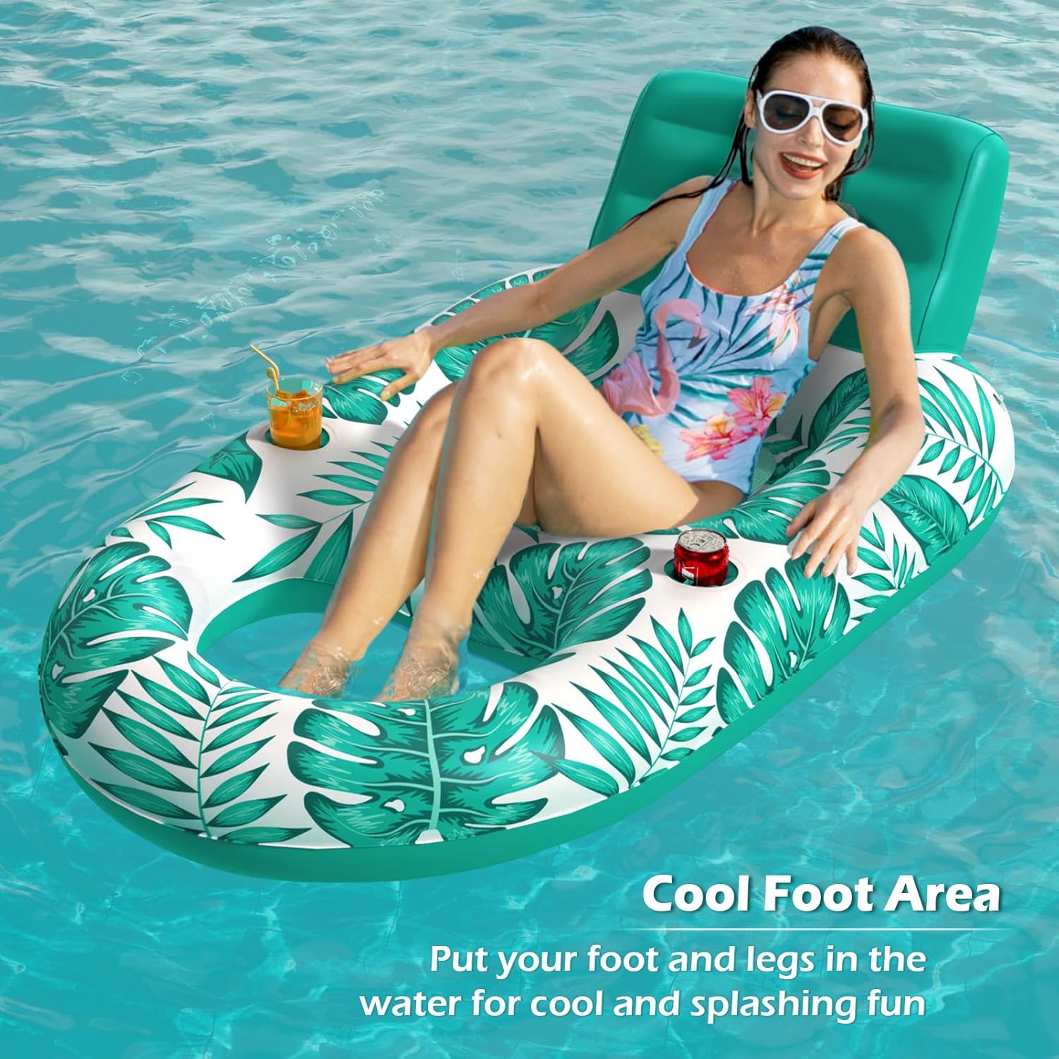 Jasonwell Inflatable Pool Float Adult - Pool Floaties Lounger Floats Raft Floating Chair Water Floaties for Swimming Pool Lake Lounge Float with Cup Holders Beach Pool Party Toys for Adults - Image 5