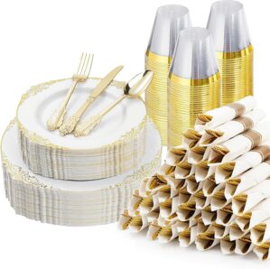 Bestluck 350PCS Gold Plastic Plates...