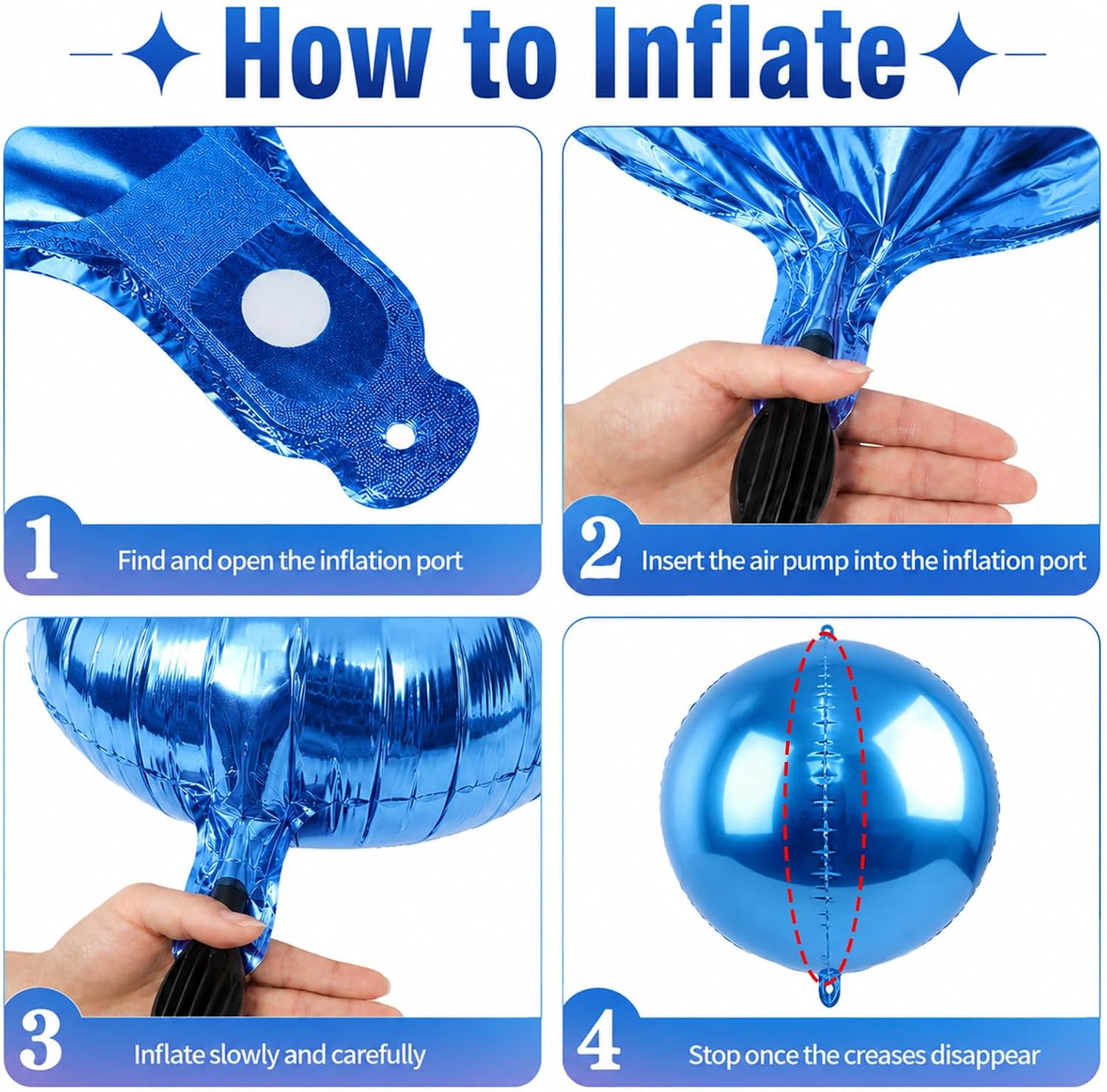 15 Pcs Blue and Silver Round Foil Balloons, 22/15/10 Inch 4D Ball Balloons Blue Silver Ball Balloon for Birthday Wedding Anniversary Baby Shower Party Graduation Decorations - Image 3