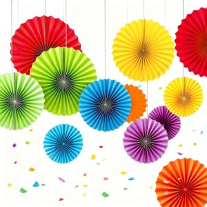 Rainbow Paper Round Fan Decorations...