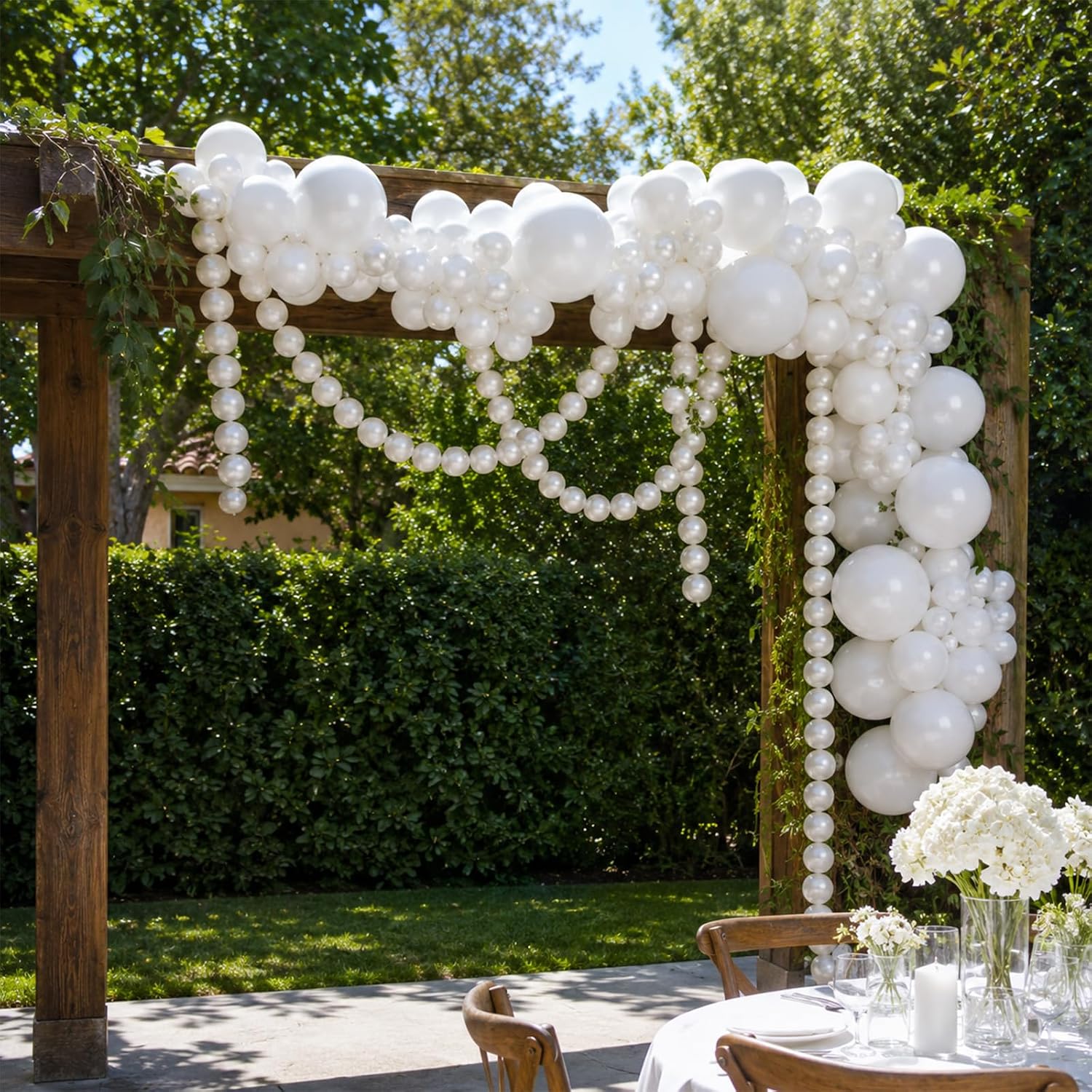 Pearl White Linking Balloons,100pcs 6 Inch Quick Link Long Balloons for Tying Balloon Arch,Tails Balloon Wall,for Wedding Anniversary Engagement Birthday Baby Shower Graduation Party Decorations - Image 8