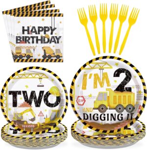 96 Pcs Construction 2nd Birthday Pa...