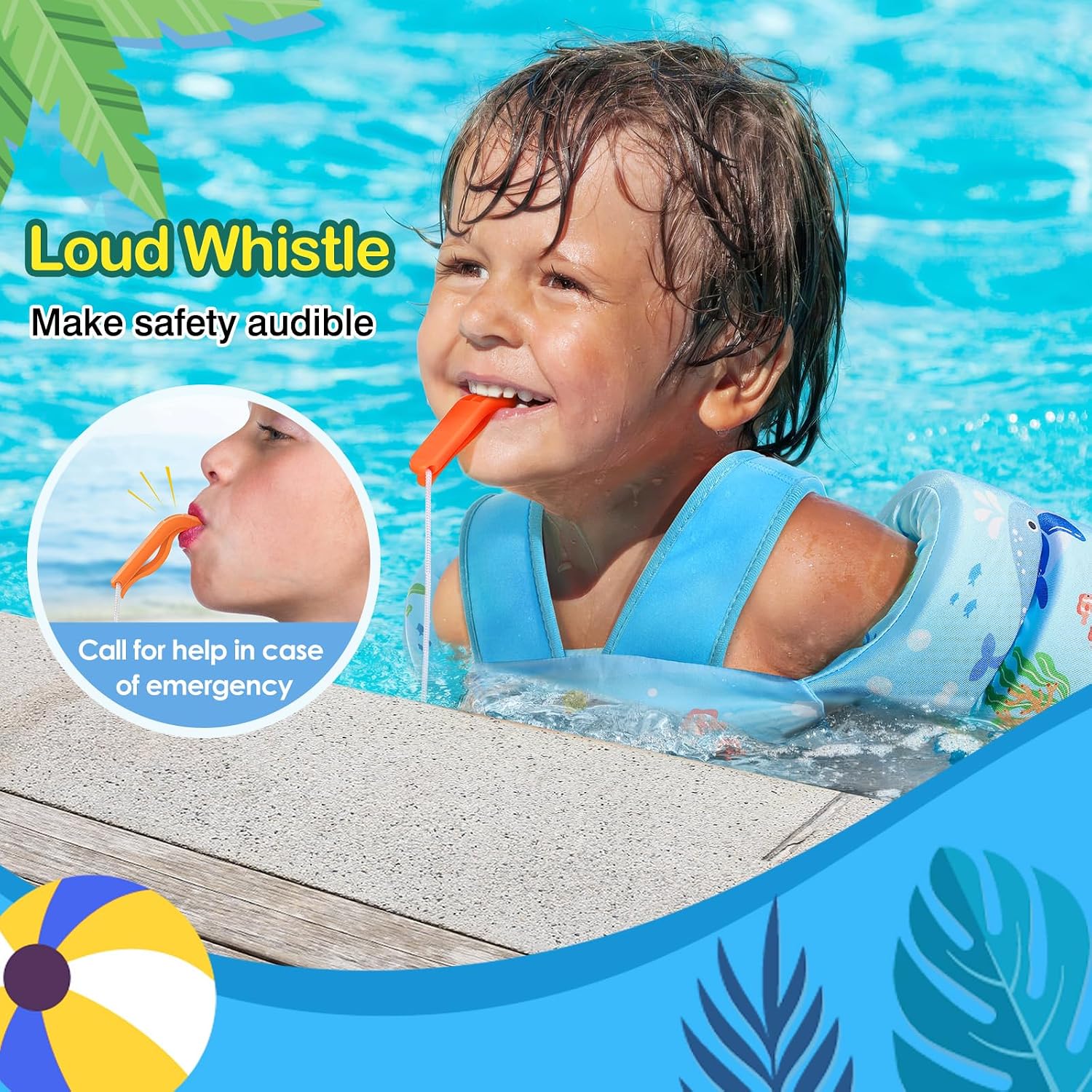 MoKo Toddler Swim Vest for Kids, Swim Arm Floaties 22-66 lbs Boys and Girls Cartoon Swimming Water Wings Pool Float Vests Sleeves Shoulder Straps Arm Band for Children Learn to Swim, Blue Shark - Image 3
