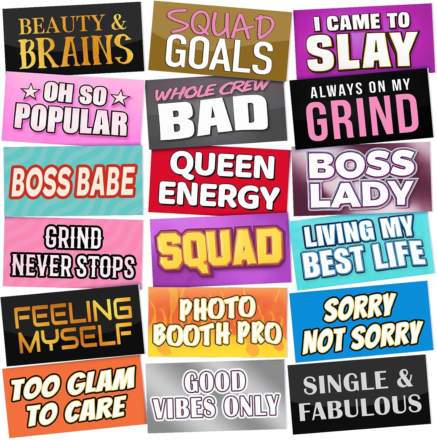 24 Designs Funny Photo Booth Props Sign Decor Double Sided Photobooth Accessoires 11x5.5 Inch Props for Photoshoot DIY PVC Selfie Signs for Graduation Birthday Wedding All Occasions Party Essentials