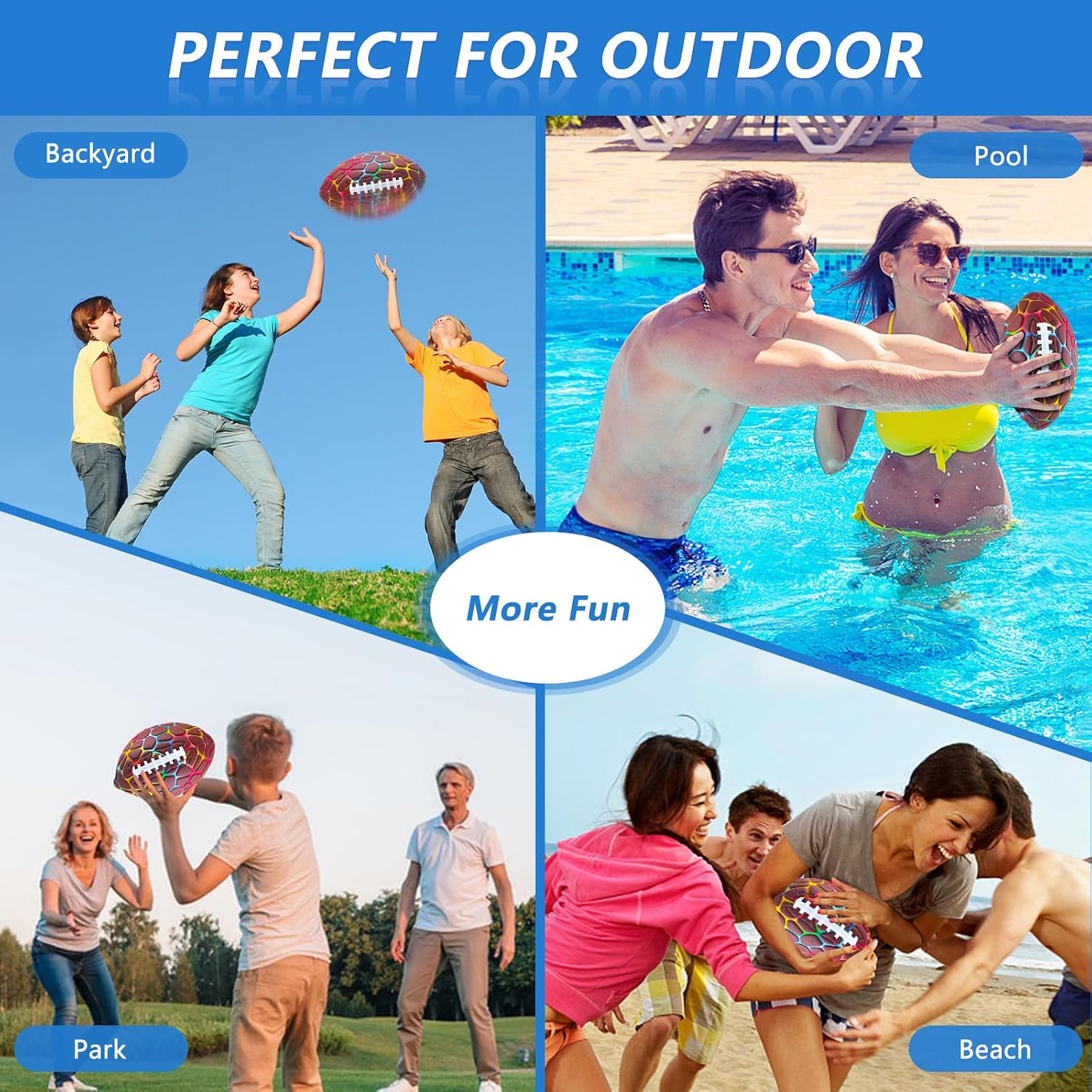 Jasonwell Pool Beach Water Football - Strong Grip Waterproof Football for All-Weather Play Pool Toys Beach Games Outdoor Sports Lake Toy Christmas Birthday Gifts for Kids Boys Teens Adults - Image 7