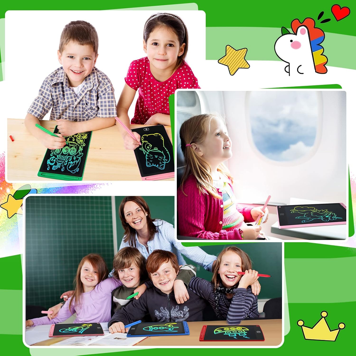Zhehao 48 Pieces LCD Writing Tablet for Kids 8.5 Inch Doodle Pads Bulk Erasable Drawing Doodle Board Drawing Pads Learning Toy for Valentine Easter Gift Boys Girl Age 3-10(Blue,Red,Green,Pink) - Image 3