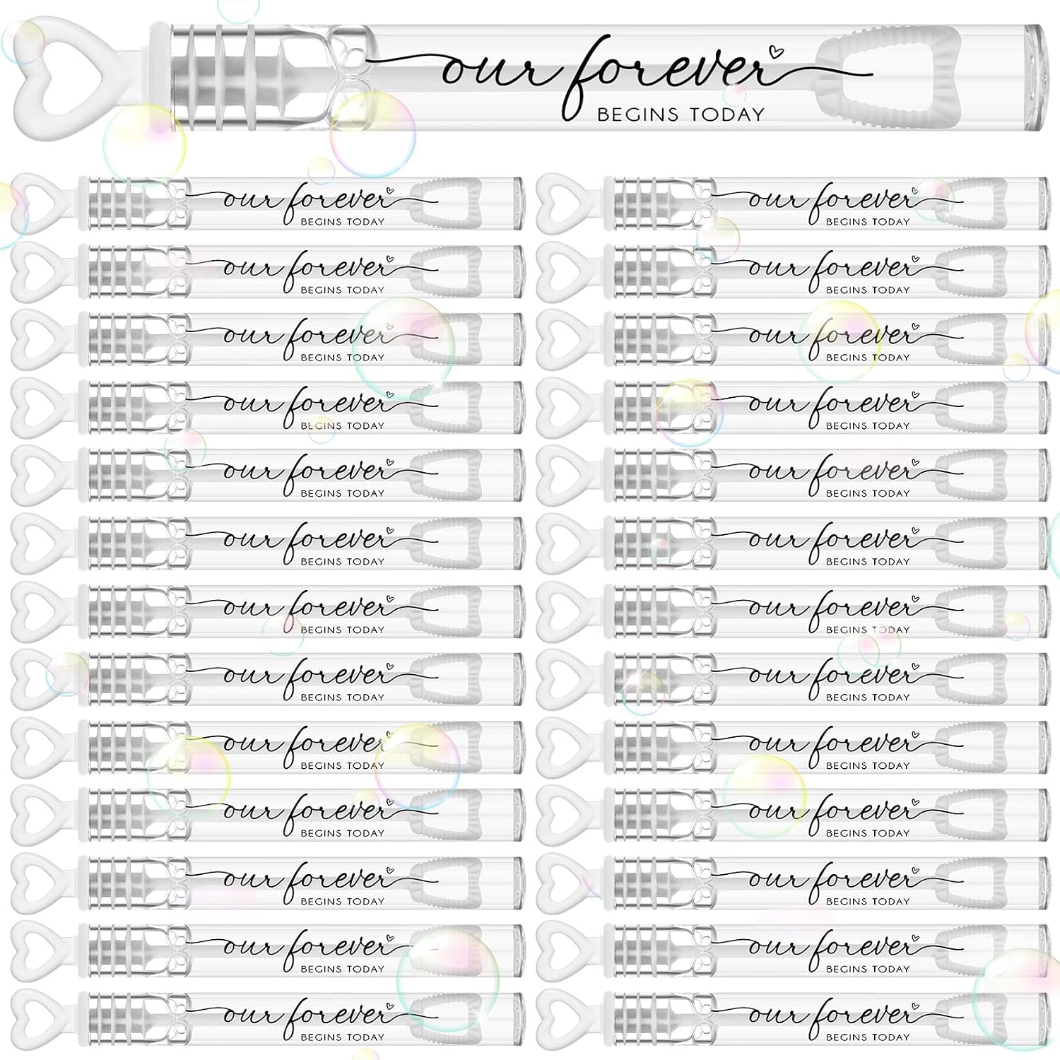 Hollowfly 120 Pack Wedding Mini Bubble Wands for a Wedding Bulk White Heart Black Begin Word Bubble for Guests Send Off Wand Adults Bridal Shower Party Supplies Valentine Anniversaries Celebration