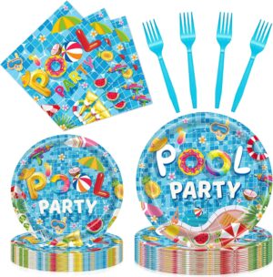 96 Pieces Pool Party Plates and Nap...