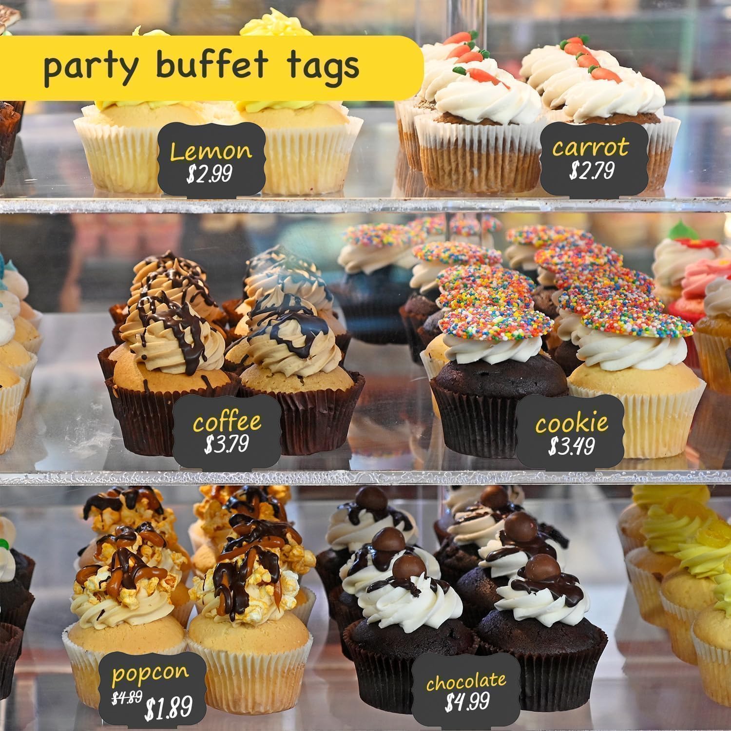 PigPotParty 18 Pcs Food Labels for Party Buffet w/Cleaning Spray, 4"x3" Mini Chalkboard Signs Include 2 Liquid Chalk Markers for Food Display - Food Tags- Table Palce Card (Waved Shape) - Image 5