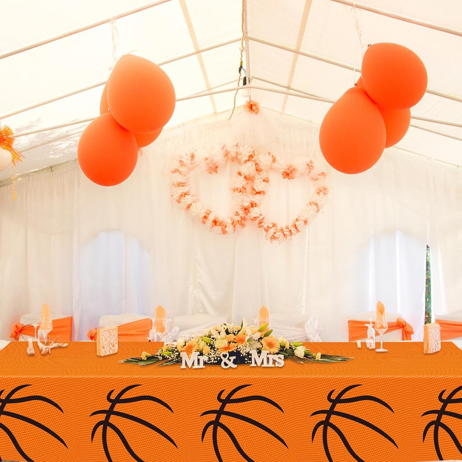 Mixweer 6 Pcs Basketball Plastic Tablecloth Birthday Party Decorations 54 x 108 Inch Basketball Field Rectangular Plastic Table Cover for Sports Theme Fan Sports Event Game Day Birthday Party Supplies - Image 6
